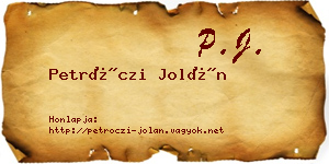 Petróczi Jolán névjegykártya